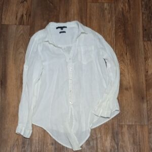 Harve Benard Cream Casual Button Down Shirt